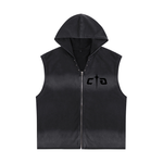 Vintage Washed Zip-Up Hooded Tank Top