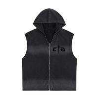 Vintage Washed Zip-Up Hooded Tank Top